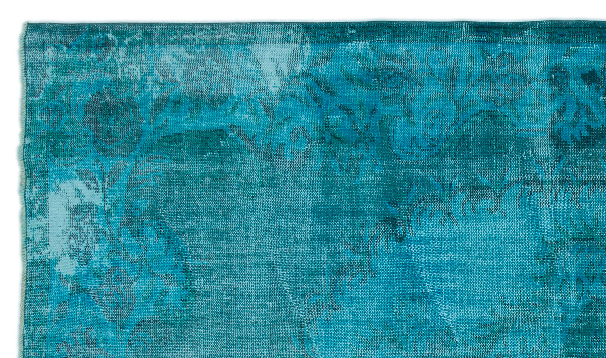 Turquoise  Over Dyed Vintage Rug 5&#39;9&#39;&#39; x 9&#39;9&#39;&#39; ft 176 x 298 cm