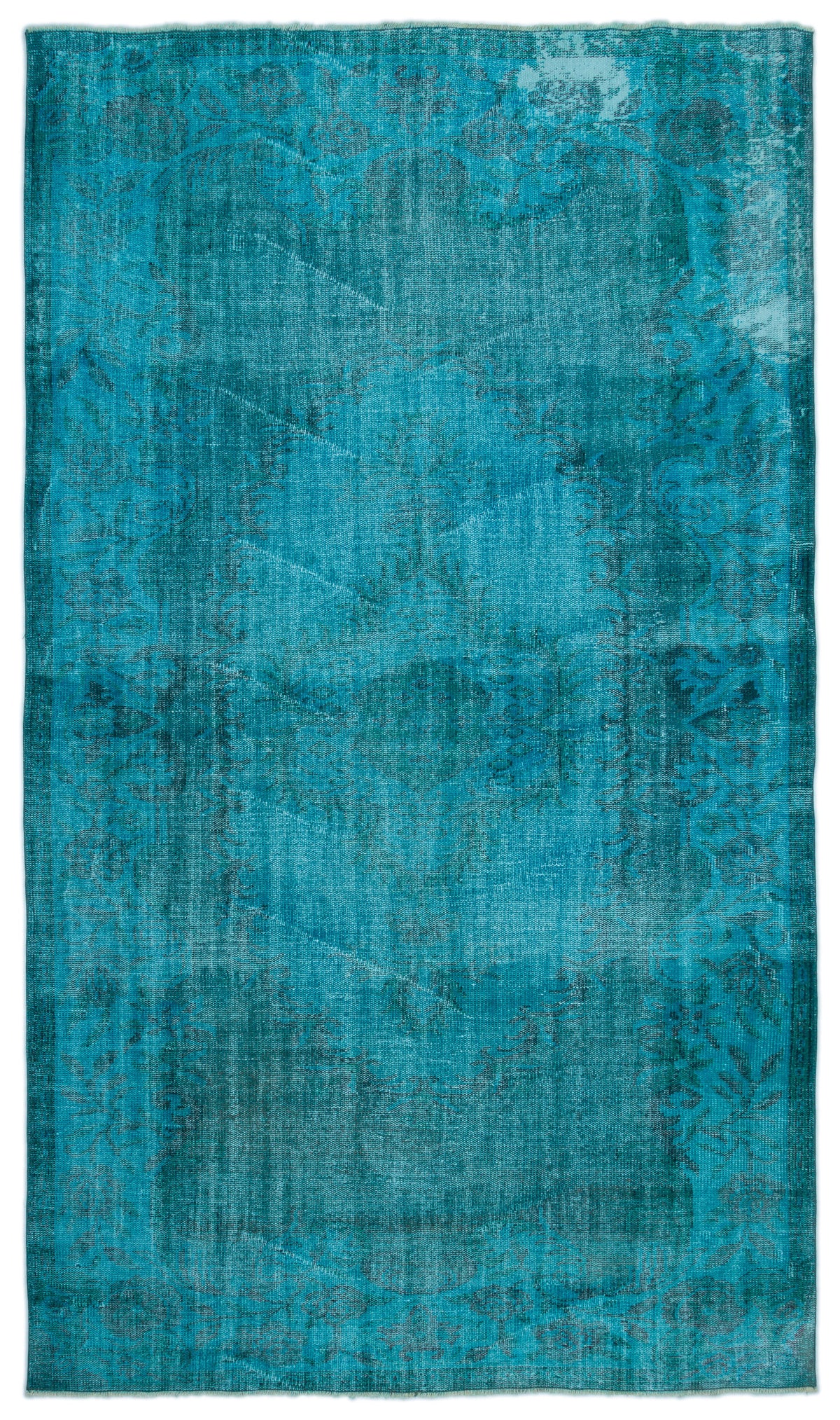 Turquoise  Over Dyed Vintage Rug 5&#39;9&#39;&#39; x 9&#39;9&#39;&#39; ft 176 x 298 cm
