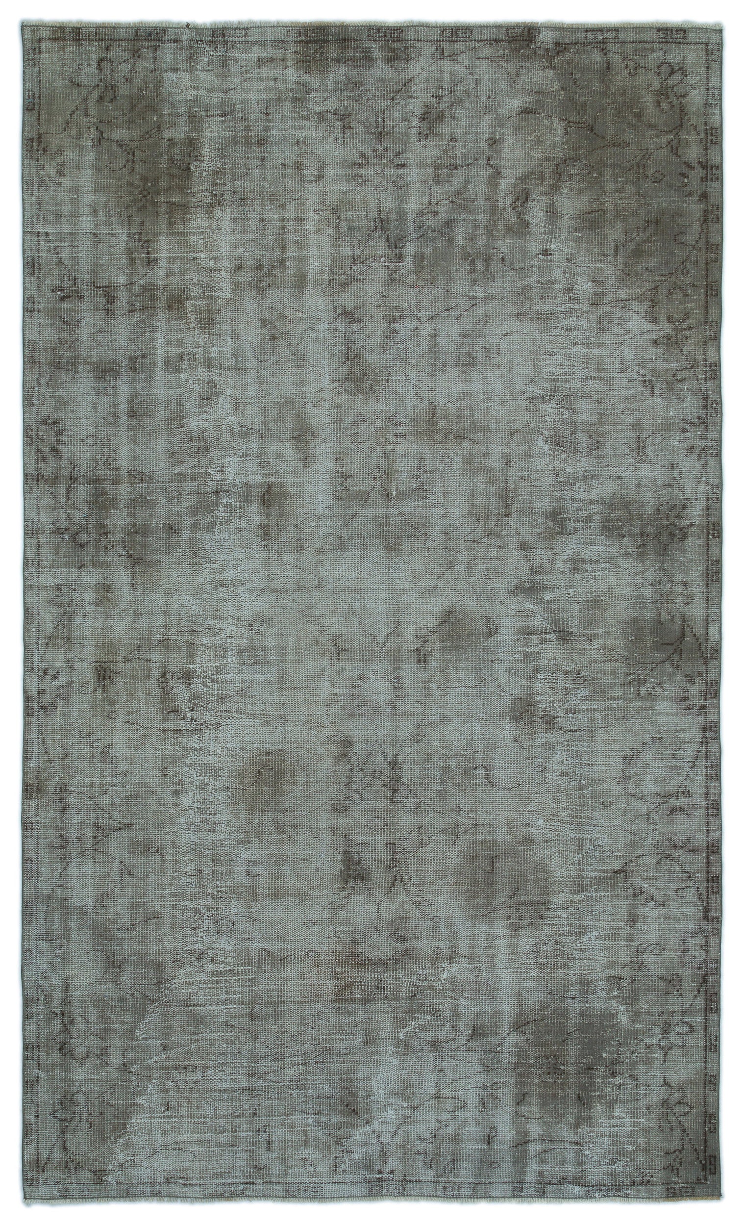 Gray Over Dyed Vintage Rug 5'5'' x 8'12'' ft 166 x 274 cm