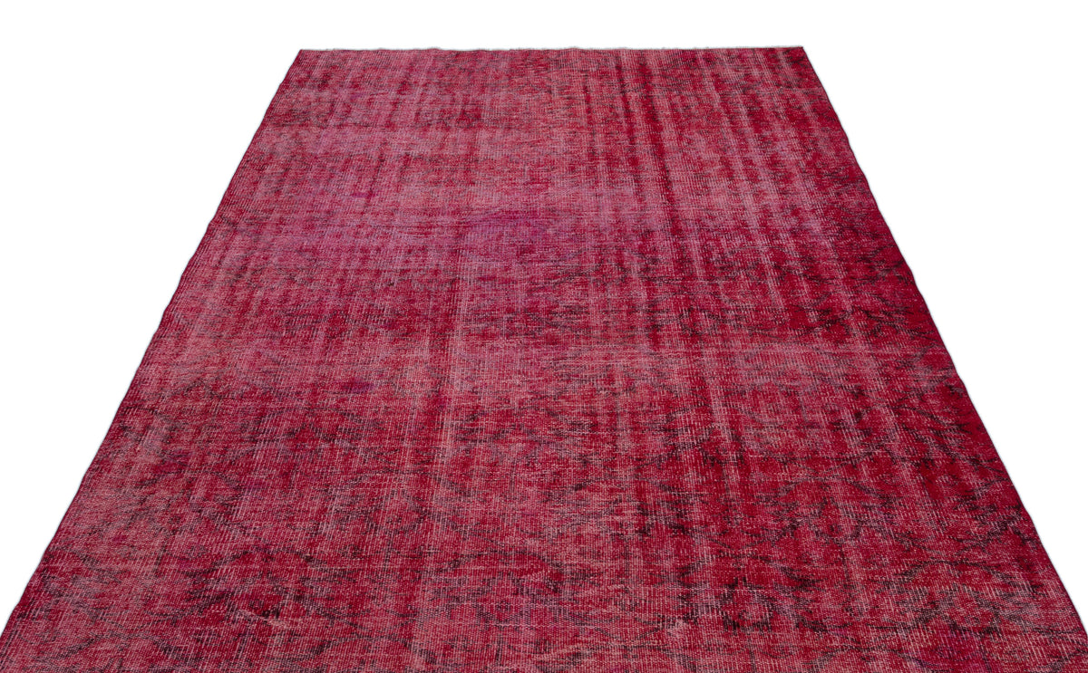Red Over Dyed Vintage Rug 5&#39;12&#39;&#39; x 8&#39;7&#39;&#39; ft 182 x 261 cm