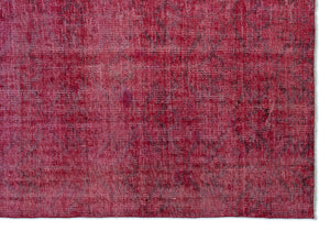 Red Over Dyed Vintage Rug 5'12'' x 8'7'' ft 182 x 261 cm