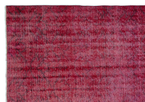 Red Over Dyed Vintage Rug 5'12'' x 8'7'' ft 182 x 261 cm