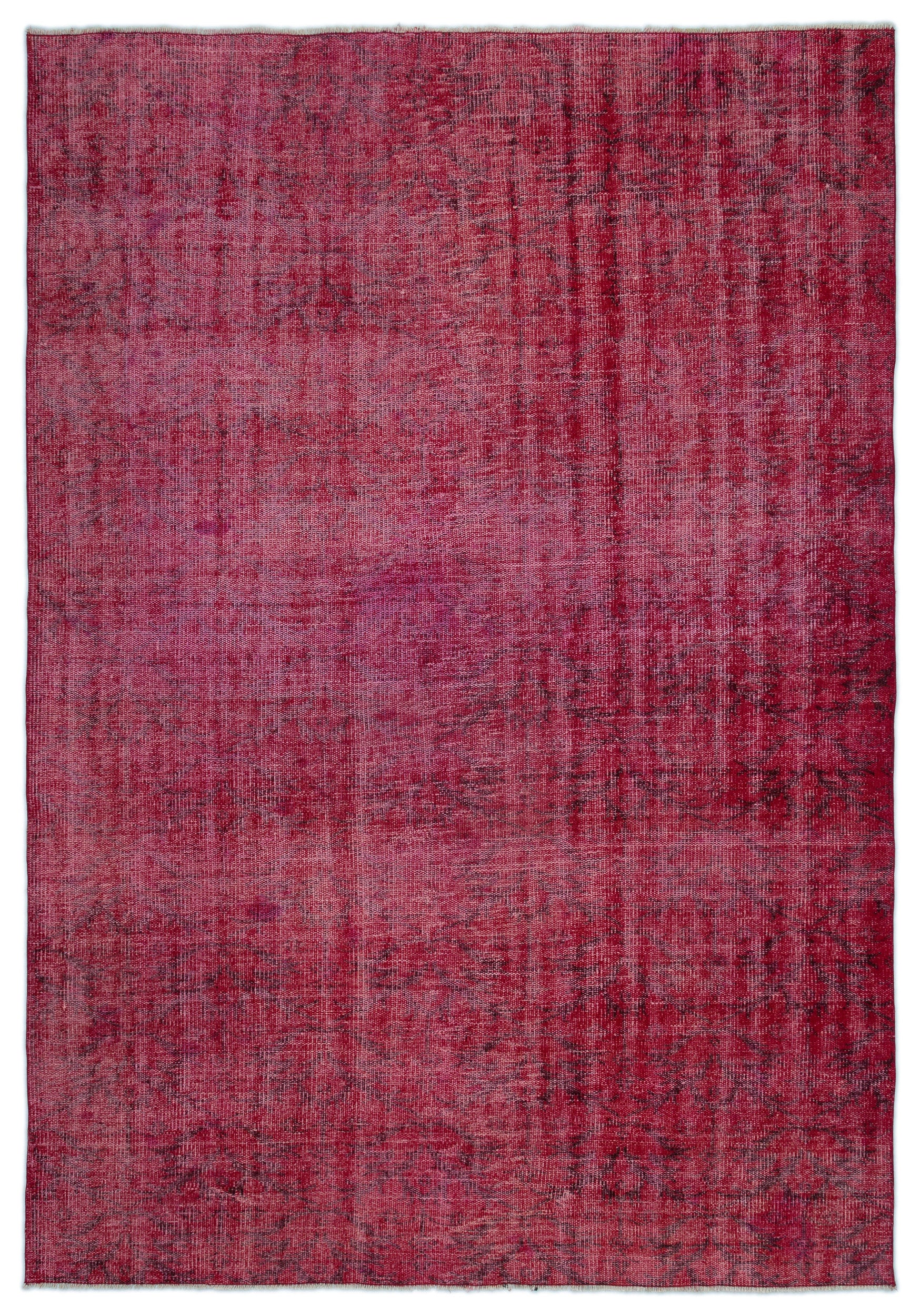 Red Over Dyed Vintage Rug 5'12'' x 8'7'' ft 182 x 261 cm