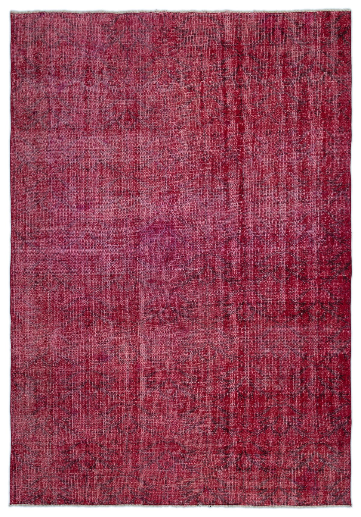 Red Over Dyed Vintage Rug 5&#39;12&#39;&#39; x 8&#39;7&#39;&#39; ft 182 x 261 cm
