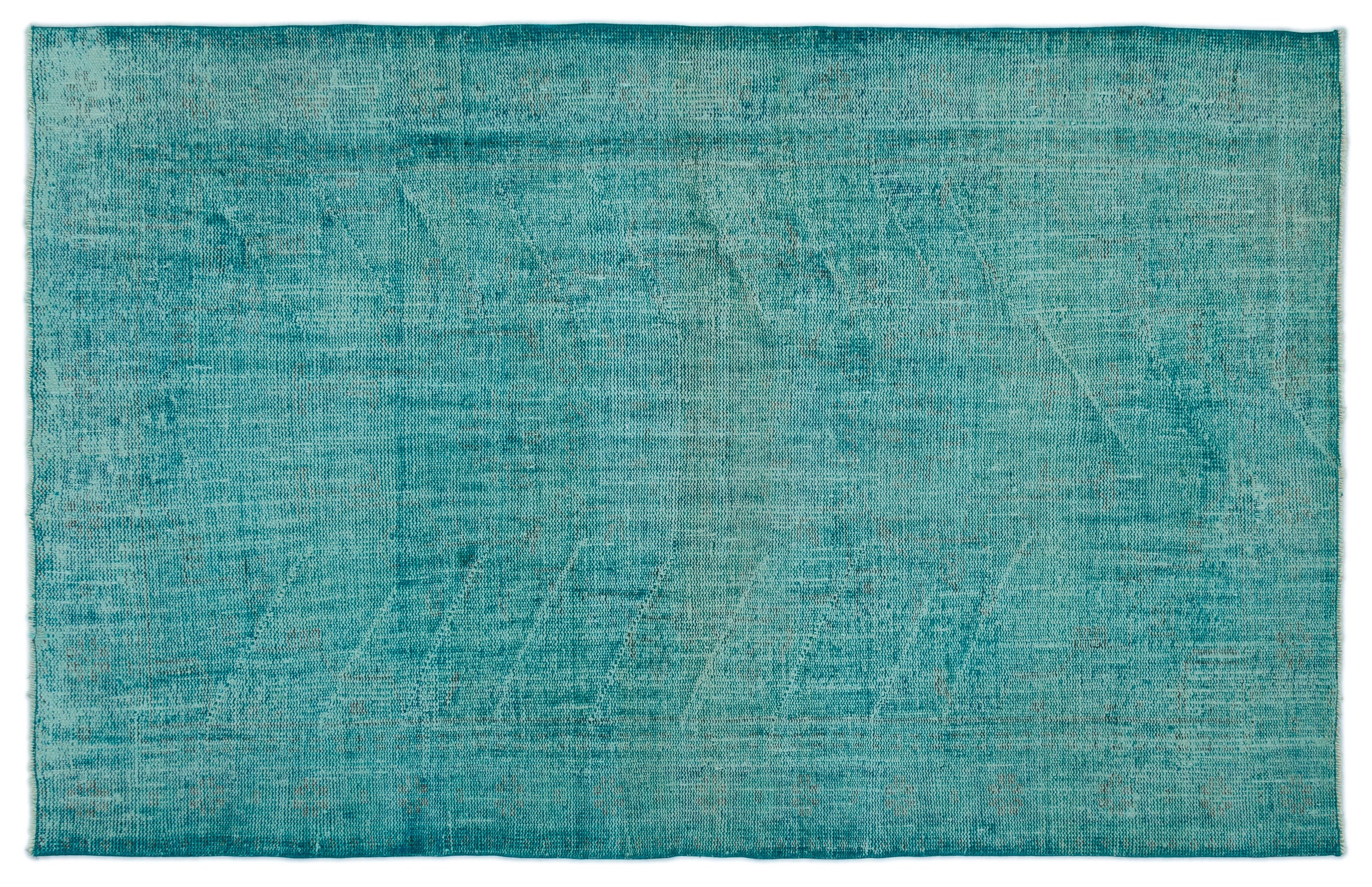 Turquoise  Over Dyed Vintage Rug 5'4'' x 8'4'' ft 162 x 255 cm