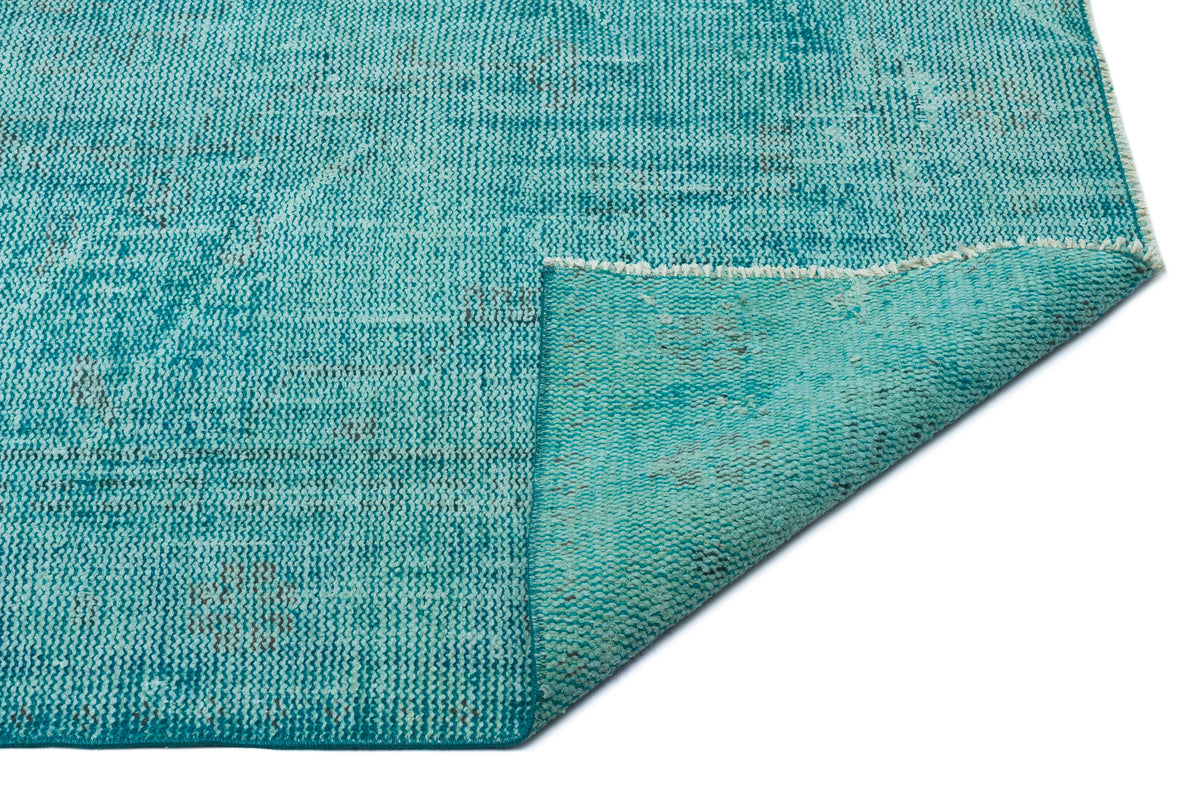 Turquoise  Over Dyed Vintage Rug 5&#39;4&#39;&#39; x 8&#39;4&#39;&#39; ft 162 x 255 cm