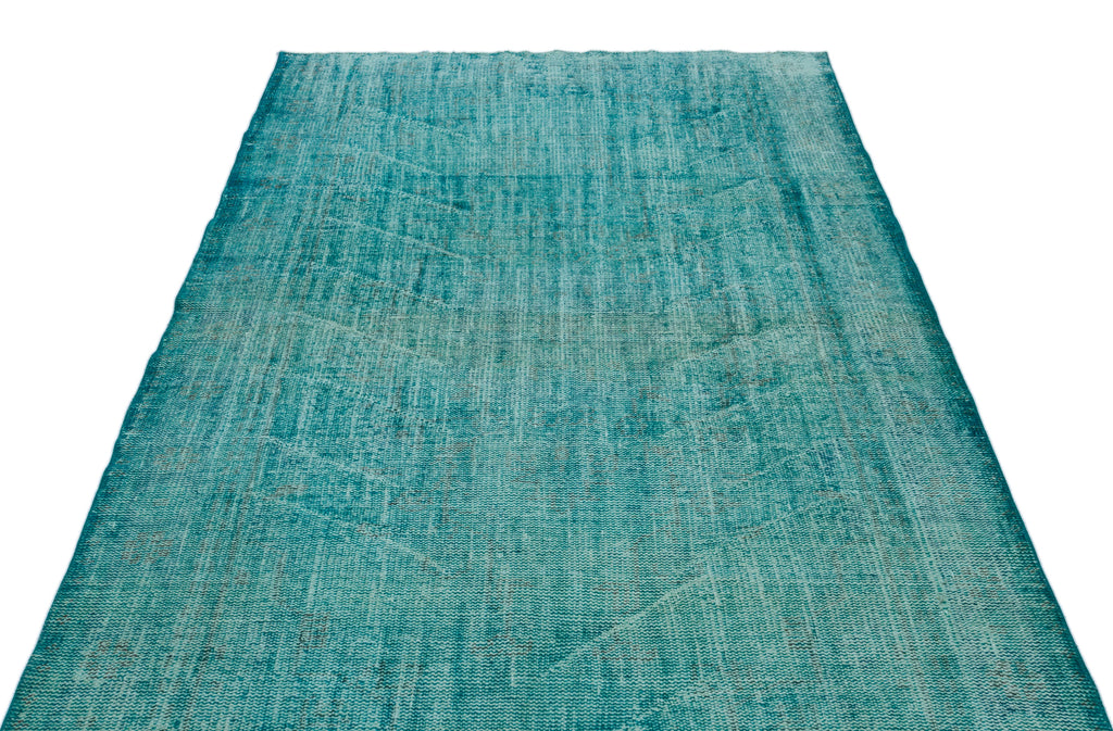 Turquoise  Over Dyed Vintage Rug 5'4'' x 8'4'' ft 162 x 255 cm
