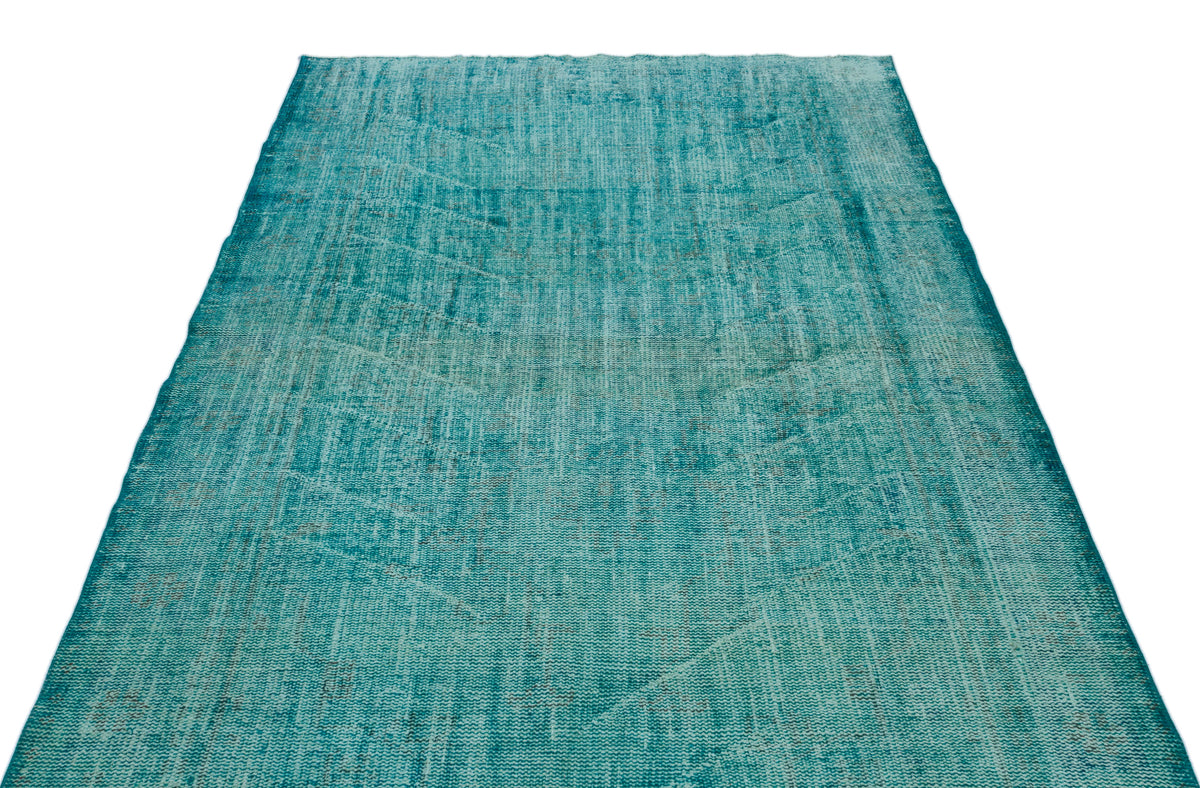 Turquoise  Over Dyed Vintage Rug 5&#39;4&#39;&#39; x 8&#39;4&#39;&#39; ft 162 x 255 cm