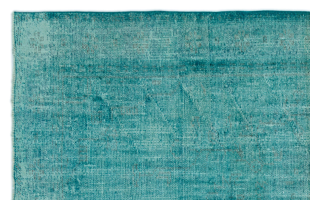 Turquoise  Over Dyed Vintage Rug 5'4'' x 8'4'' ft 162 x 255 cm
