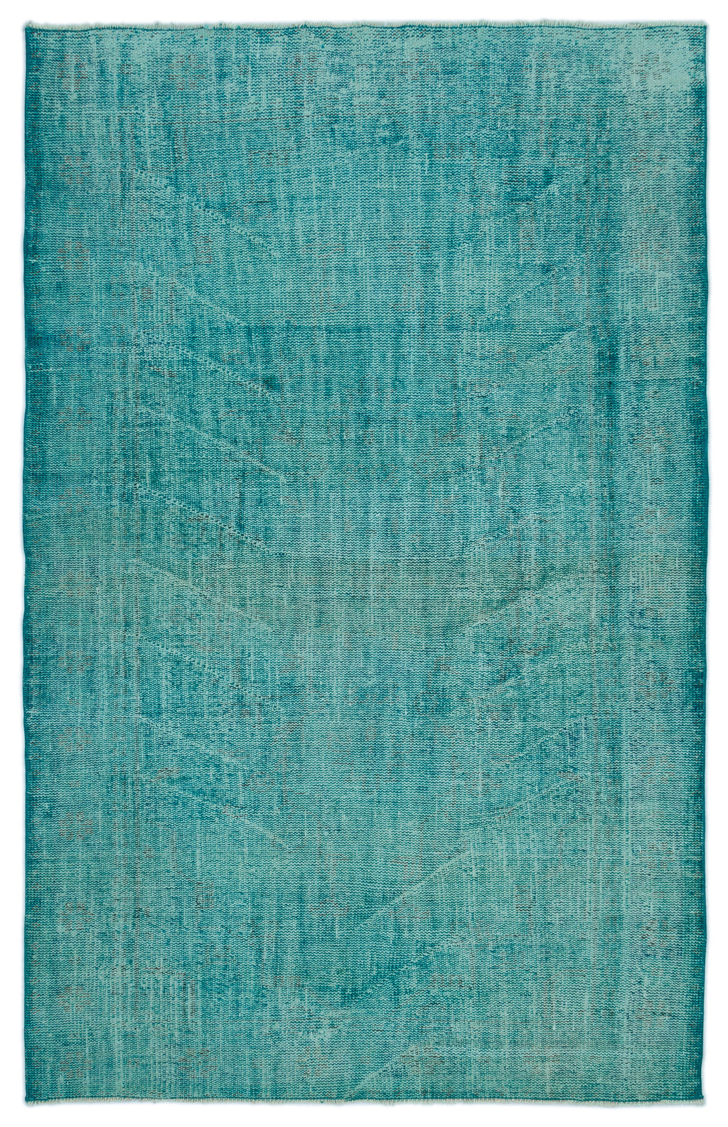 Turquoise  Over Dyed Vintage Rug 5'4'' x 8'4'' ft 162 x 255 cm