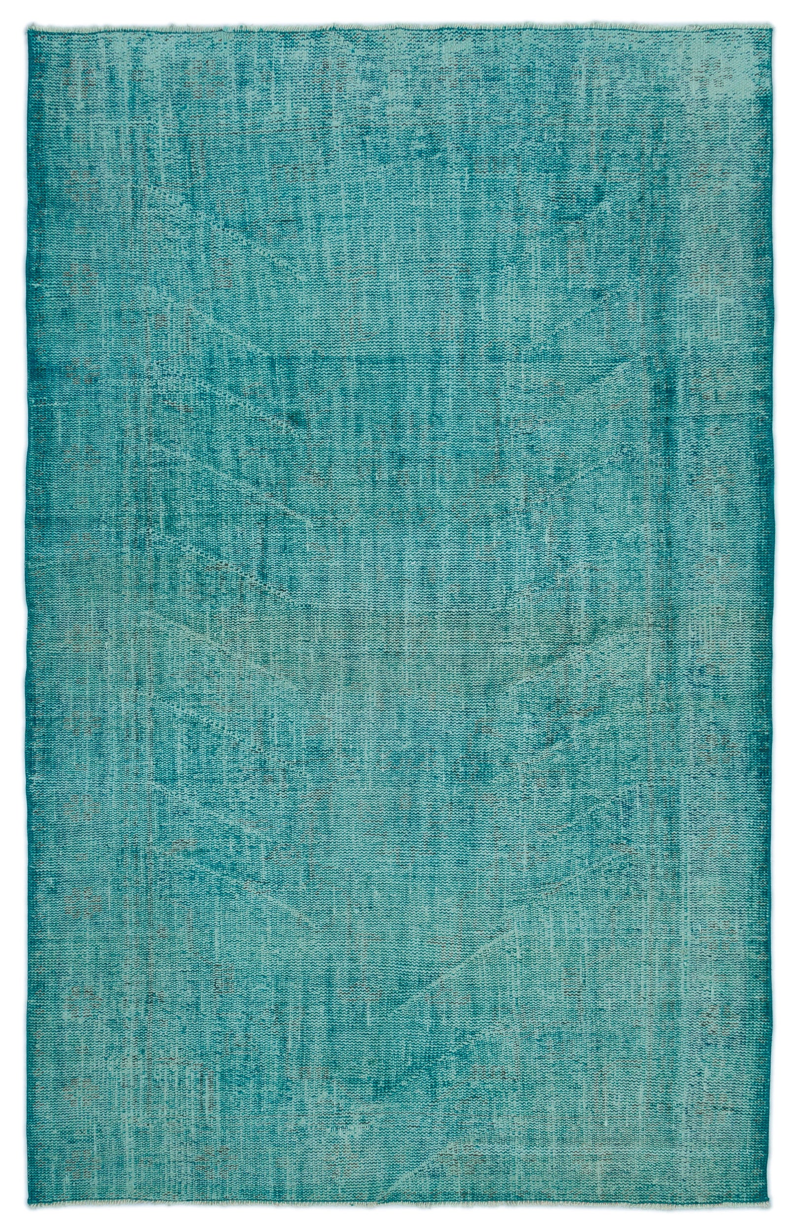 Turquoise  Over Dyed Vintage Rug 5'4'' x 8'4'' ft 162 x 255 cm