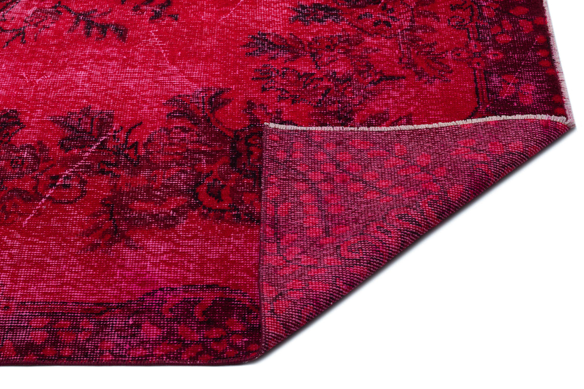 Red Over Dyed Vintage Rug 5&#39;9&#39;&#39; x 9&#39;7&#39;&#39; ft 175 x 292 cm