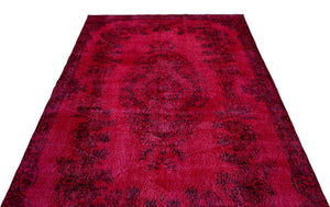 Red Over Dyed Vintage Rug 5'9'' x 9'7'' ft 175 x 292 cm