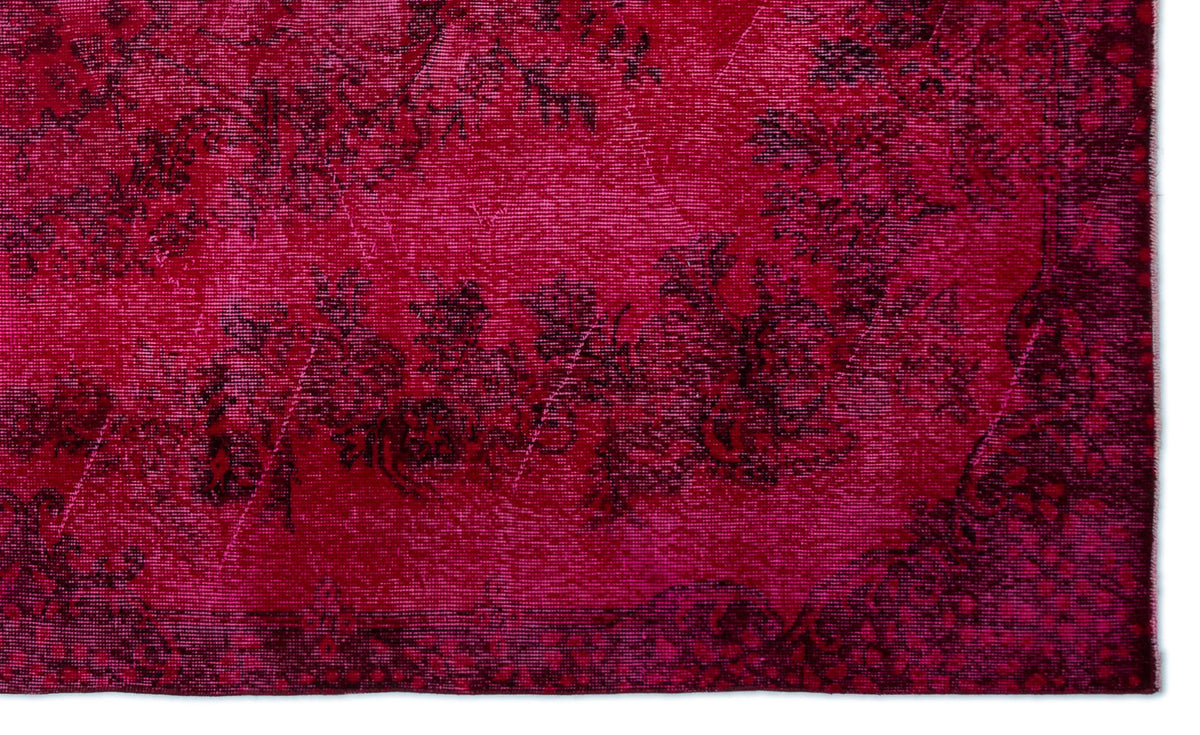 Red Over Dyed Vintage Rug 5&#39;9&#39;&#39; x 9&#39;7&#39;&#39; ft 175 x 292 cm