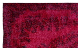 Red Over Dyed Vintage Rug 5'9'' x 9'7'' ft 175 x 292 cm