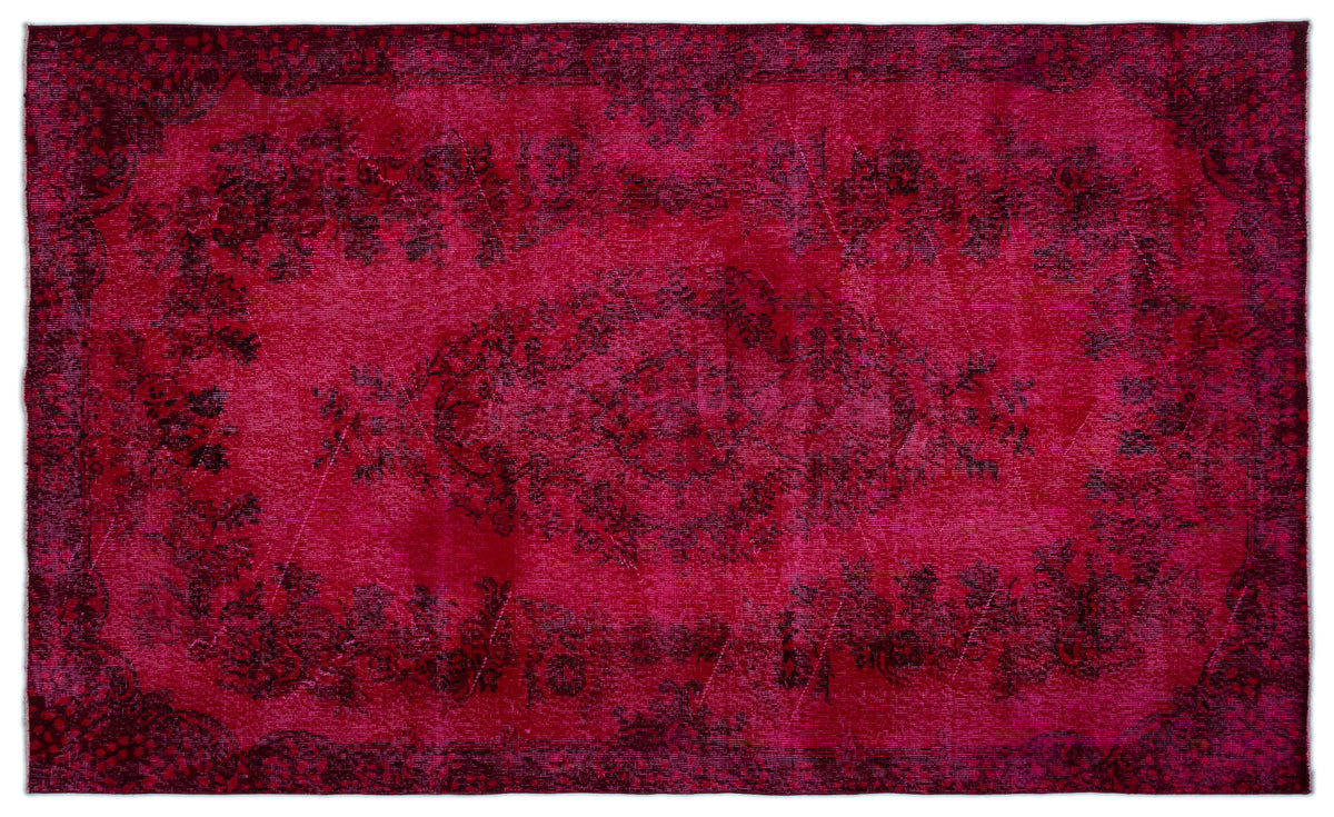Red Over Dyed Vintage Rug 5&#39;9&#39;&#39; x 9&#39;7&#39;&#39; ft 175 x 292 cm