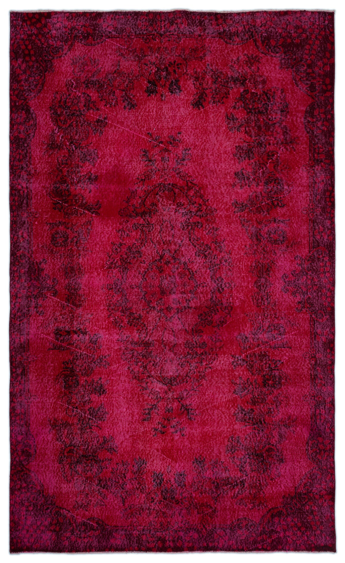 Red Over Dyed Vintage Rug 5&#39;9&#39;&#39; x 9&#39;7&#39;&#39; ft 175 x 292 cm