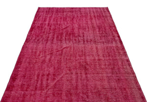 Red Over Dyed Vintage Rug 5'3'' x 9'0'' ft 161 x 275 cm