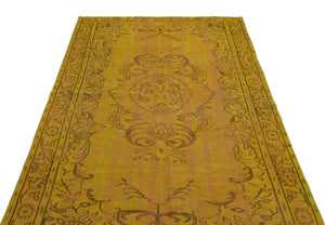 Yellow Over Dyed Vintage Rug 4'11'' x 8'12'' ft 151 x 274 cm