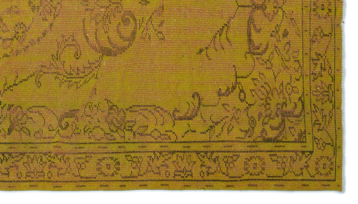 Yellow Over Dyed Vintage Rug 4&#39;11&#39;&#39; x 8&#39;12&#39;&#39; ft 151 x 274 cm