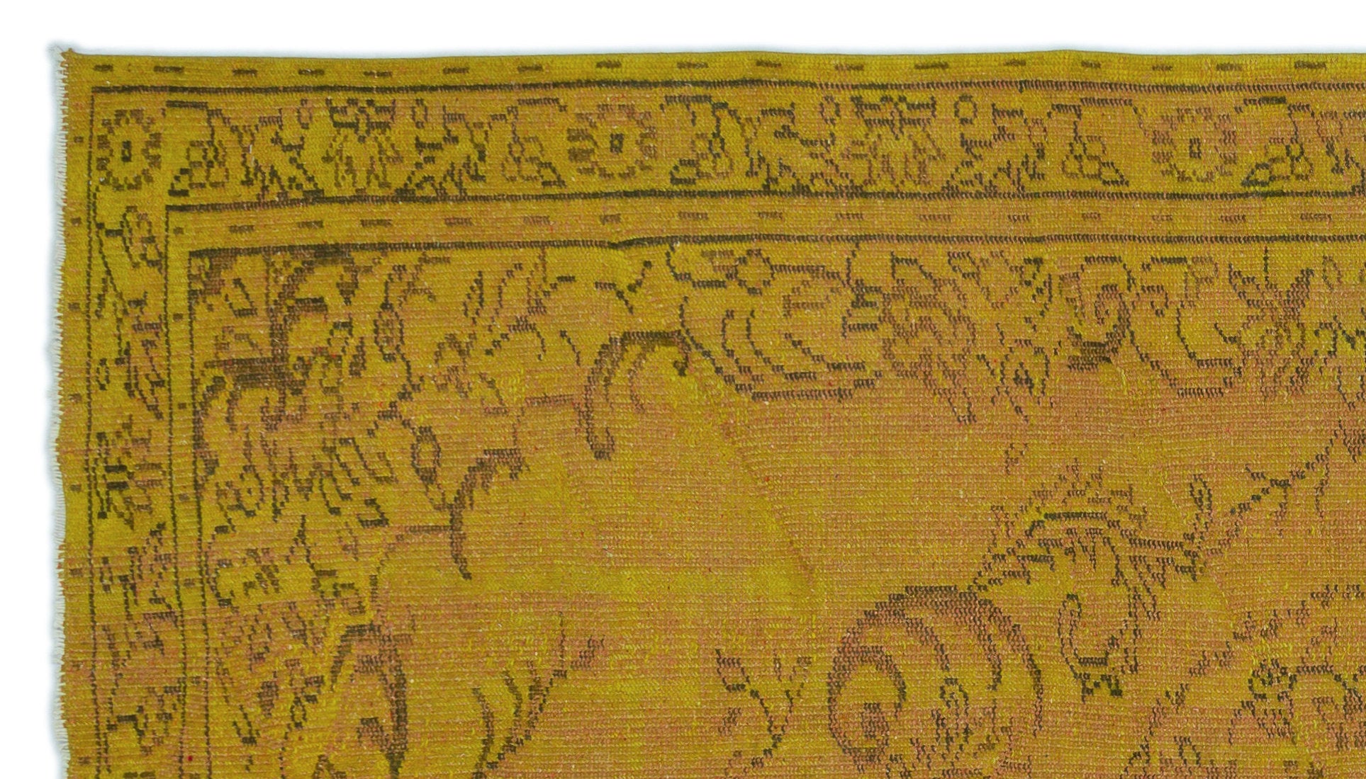 Yellow Over Dyed Vintage Rug 4'11'' x 8'12'' ft 151 x 274 cm
