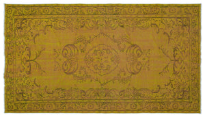 Yellow Over Dyed Vintage Rug 4'11'' x 8'12'' ft 151 x 274 cm