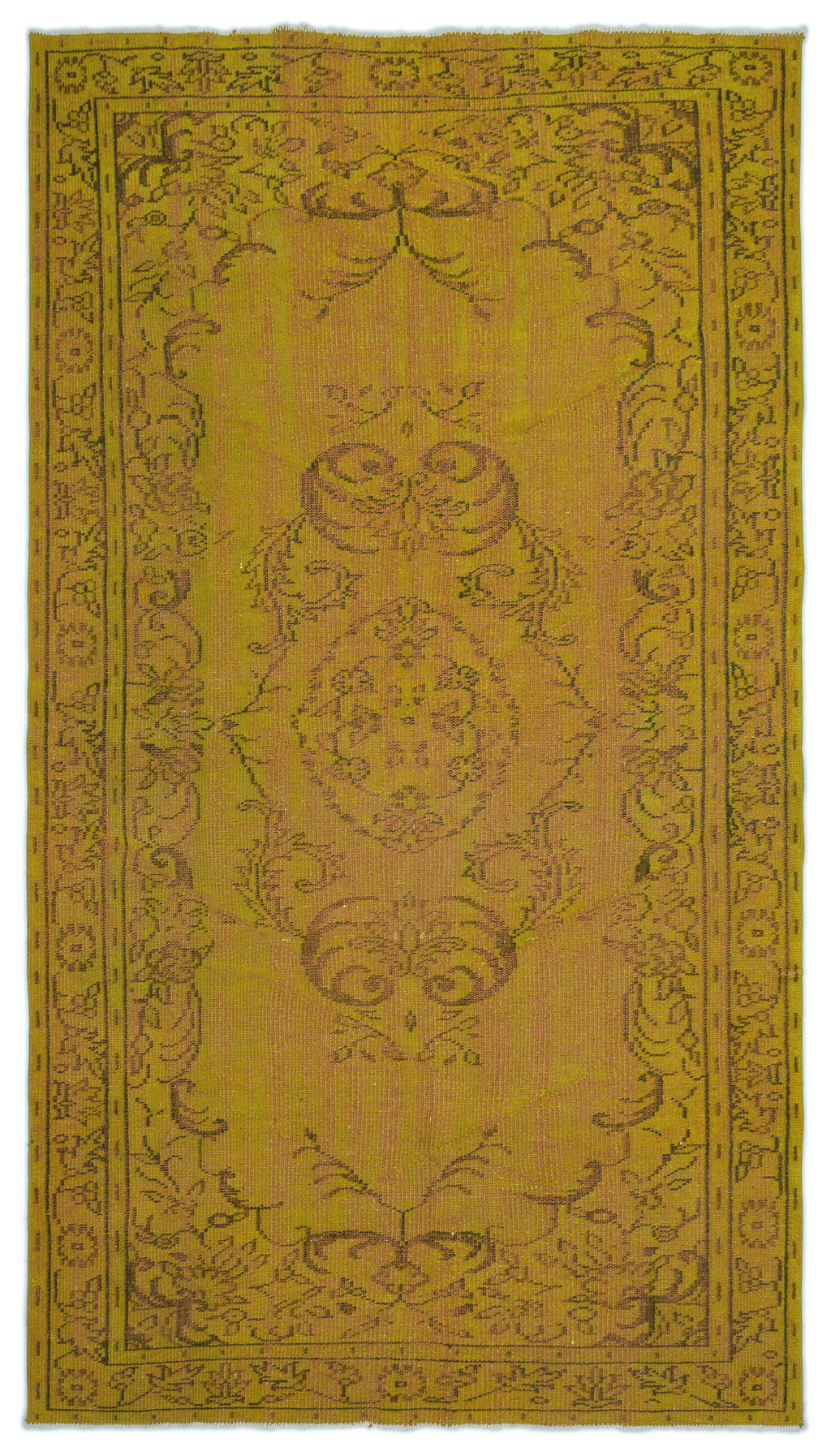 Yellow Over Dyed Vintage Rug 4'11'' x 8'12'' ft 151 x 274 cm