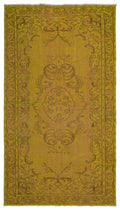 Yellow Over Dyed Vintage Rug 4'11'' x 8'12'' ft 151 x 274 cm