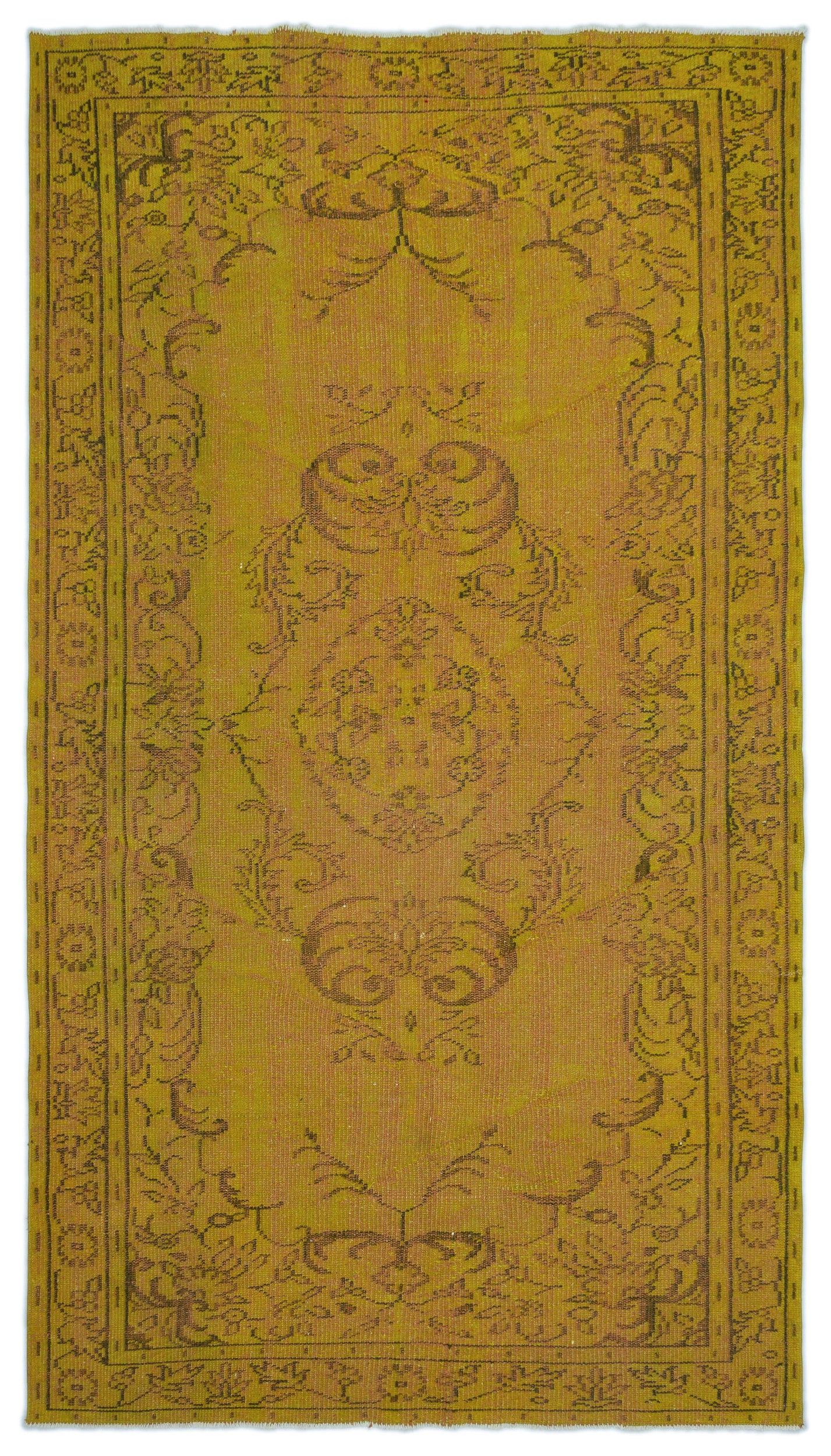 Yellow Over Dyed Vintage Rug 4'11'' x 8'12'' ft 151 x 274 cm