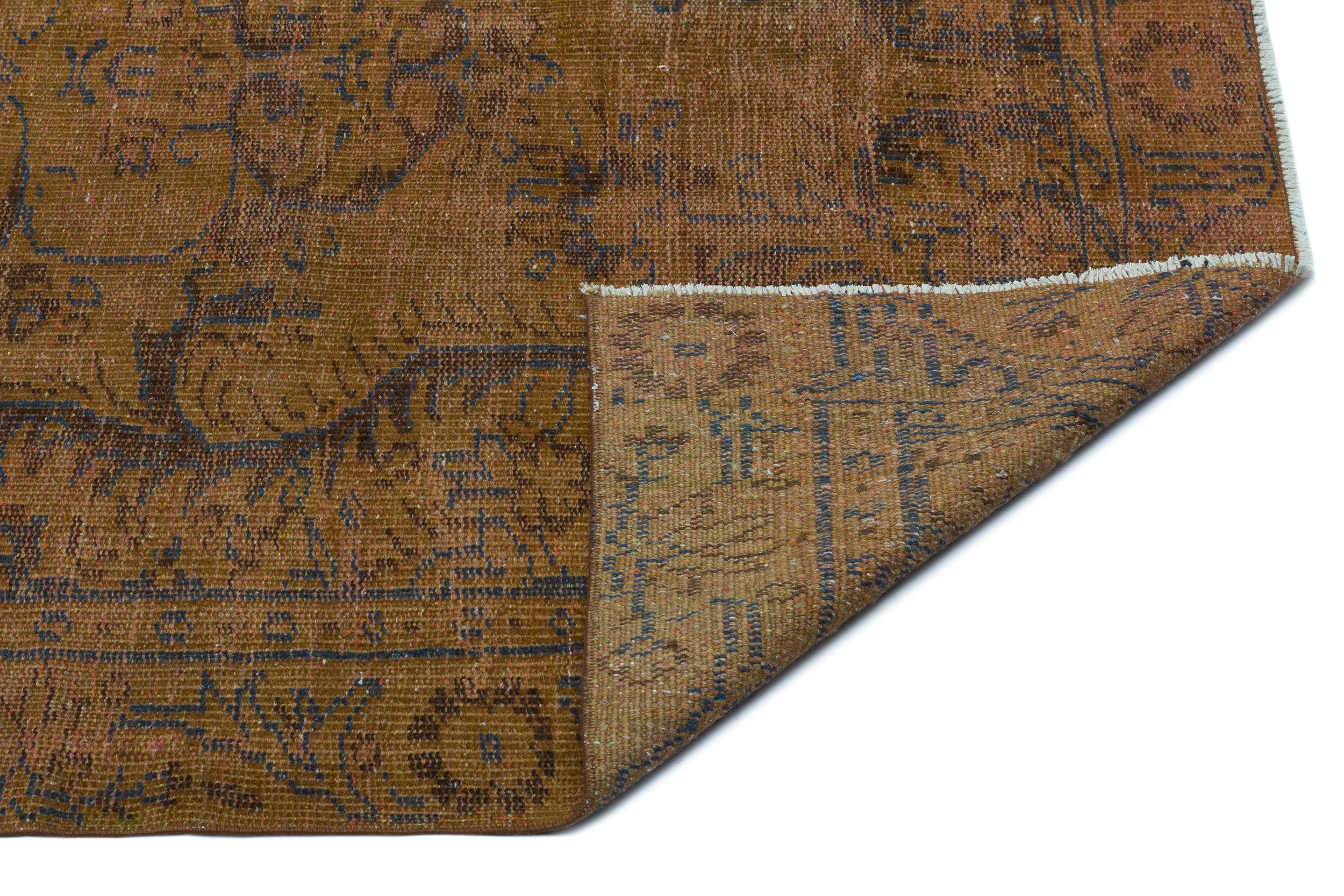 Brown Over Dyed Vintage Rug 4'10'' x 8'8'' ft 148 x 263 cm