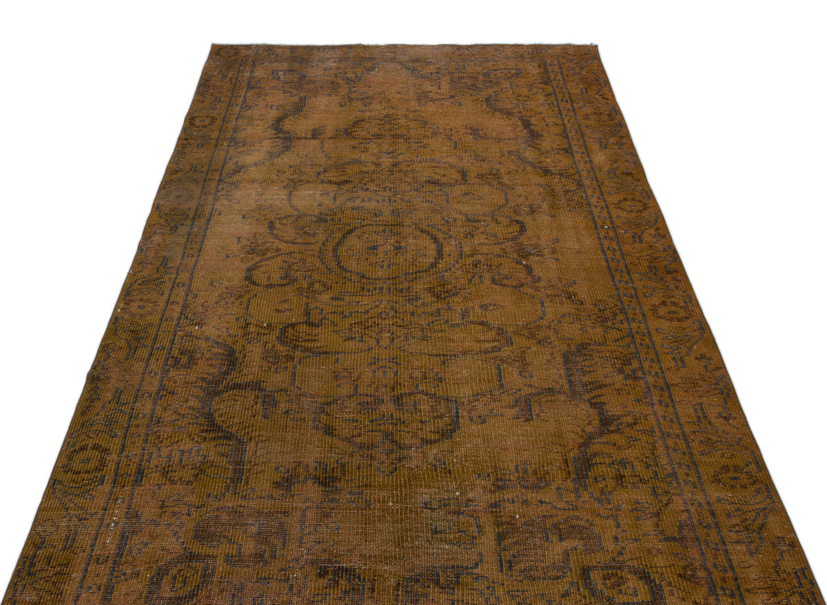 Brown Over Dyed Vintage Rug 4&#39;10&#39;&#39; x 8&#39;8&#39;&#39; ft 148 x 263 cm