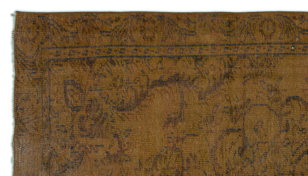 Brown Over Dyed Vintage Rug 4&#39;10&#39;&#39; x 8&#39;8&#39;&#39; ft 148 x 263 cm
