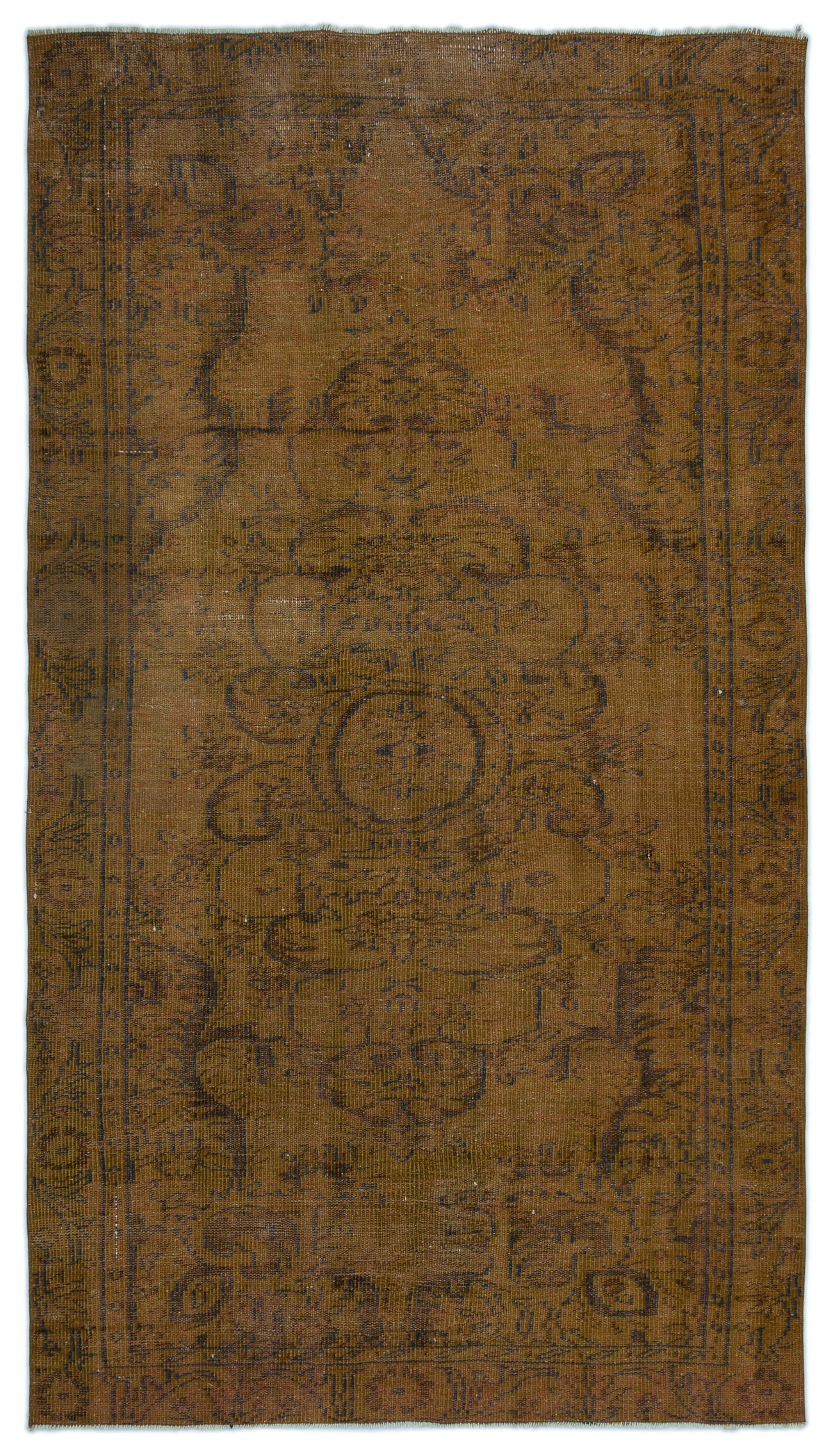 Brown Over Dyed Vintage Rug 4&#39;10&#39;&#39; x 8&#39;8&#39;&#39; ft 148 x 263 cm
