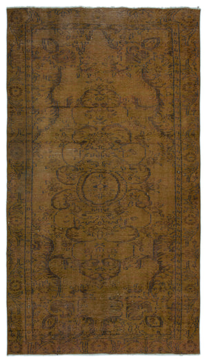 Brown Over Dyed Vintage Rug 4'10'' x 8'8'' ft 148 x 263 cm