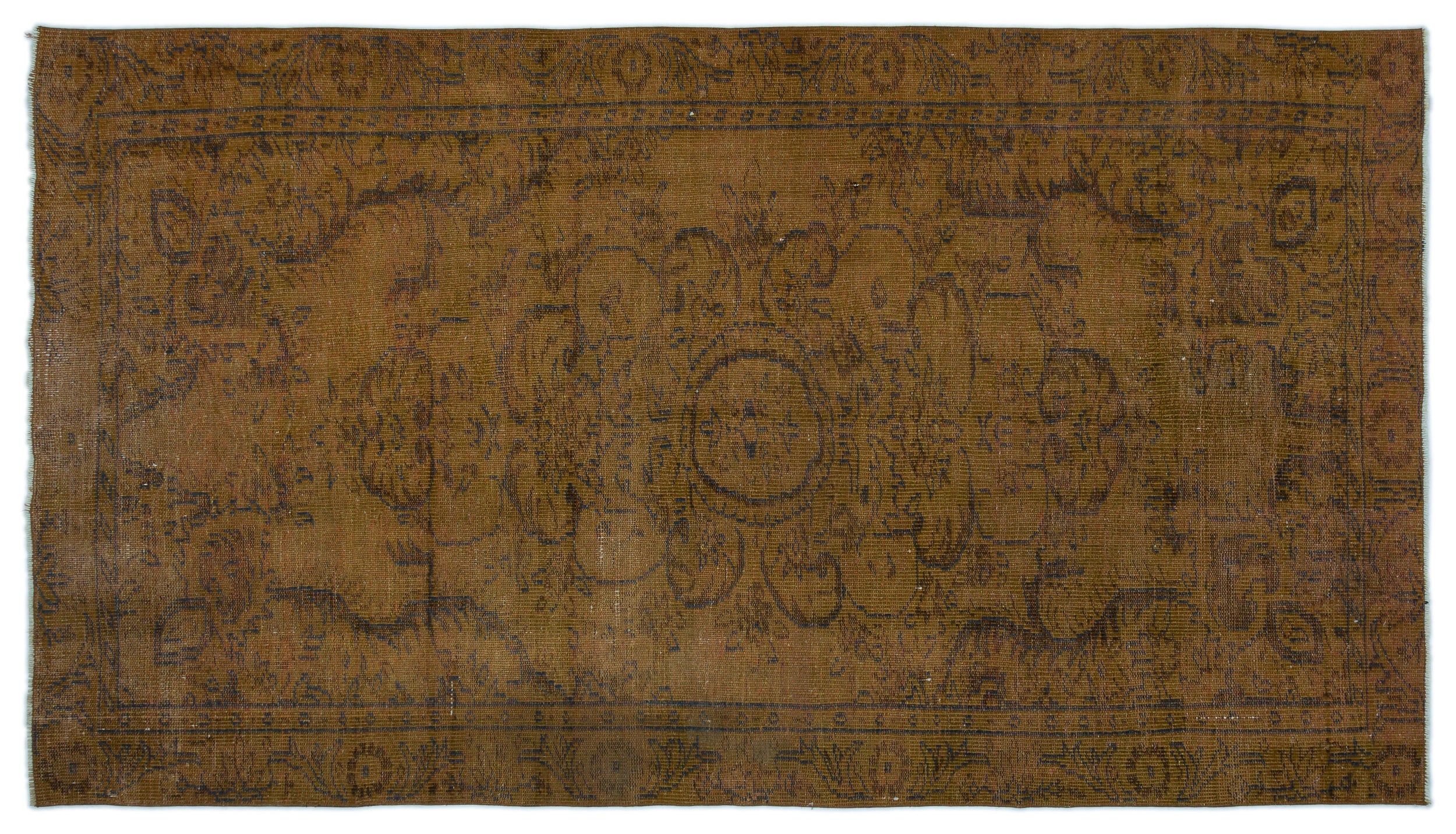 Brown Over Dyed Vintage Rug 4'10'' x 8'8'' ft 148 x 263 cm