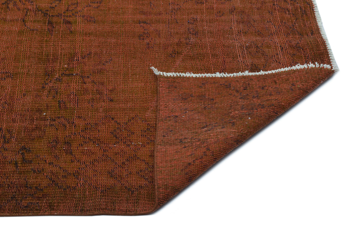 Brown Over Dyed Vintage Rug 5&#39;1&#39;&#39; x 8&#39;10&#39;&#39; ft 155 x 268 cm