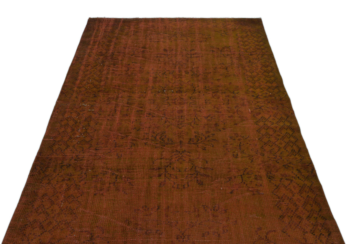 Brown Over Dyed Vintage Rug 5&#39;1&#39;&#39; x 8&#39;10&#39;&#39; ft 155 x 268 cm