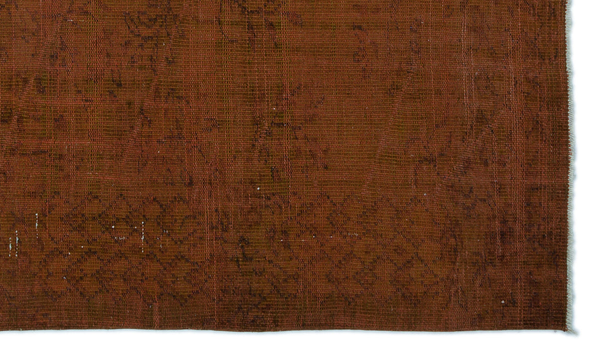 Brown Over Dyed Vintage Rug 5&#39;1&#39;&#39; x 8&#39;10&#39;&#39; ft 155 x 268 cm