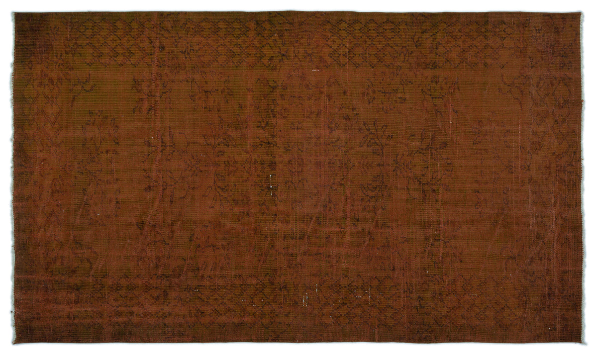 Brown Over Dyed Vintage Rug 5&#39;1&#39;&#39; x 8&#39;10&#39;&#39; ft 155 x 268 cm