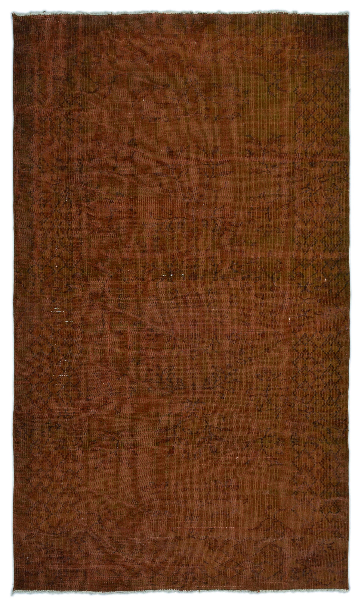 Brown Over Dyed Vintage Rug 5&#39;1&#39;&#39; x 8&#39;10&#39;&#39; ft 155 x 268 cm