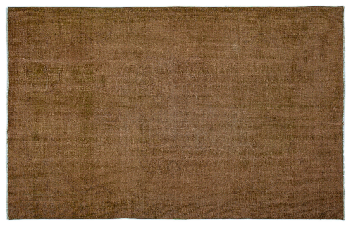 Brown Over Dyed Vintage Rug 5&#39;6&#39;&#39; x 8&#39;7&#39;&#39; ft 168 x 262 cm