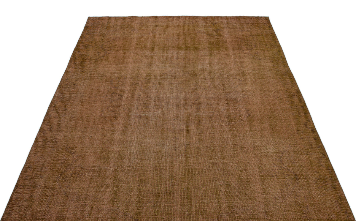 Brown Over Dyed Vintage Rug 5&#39;6&#39;&#39; x 8&#39;7&#39;&#39; ft 168 x 262 cm
