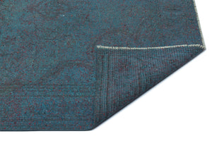 Blue Over Dyed Vintage Rug 4'9'' x 8'10'' ft 146 x 268 cm