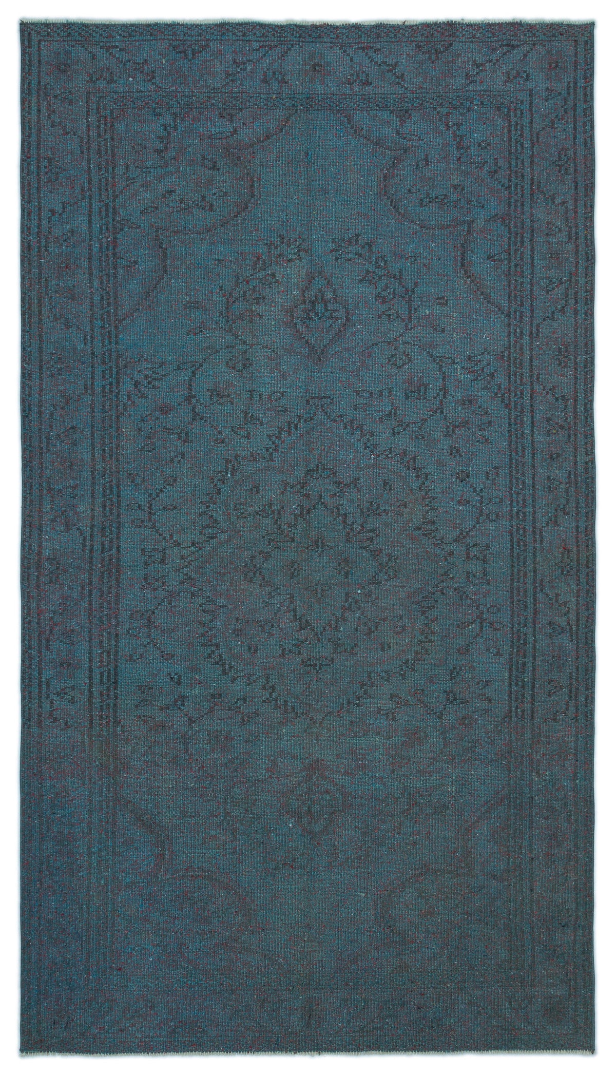 Blue Over Dyed Vintage Rug 4&#39;9&#39;&#39; x 8&#39;10&#39;&#39; ft 146 x 268 cm