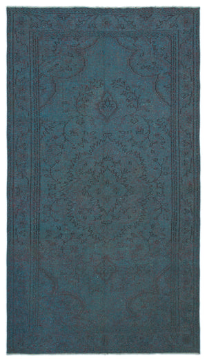 Blue Over Dyed Vintage Rug 4'9'' x 8'10'' ft 146 x 268 cm
