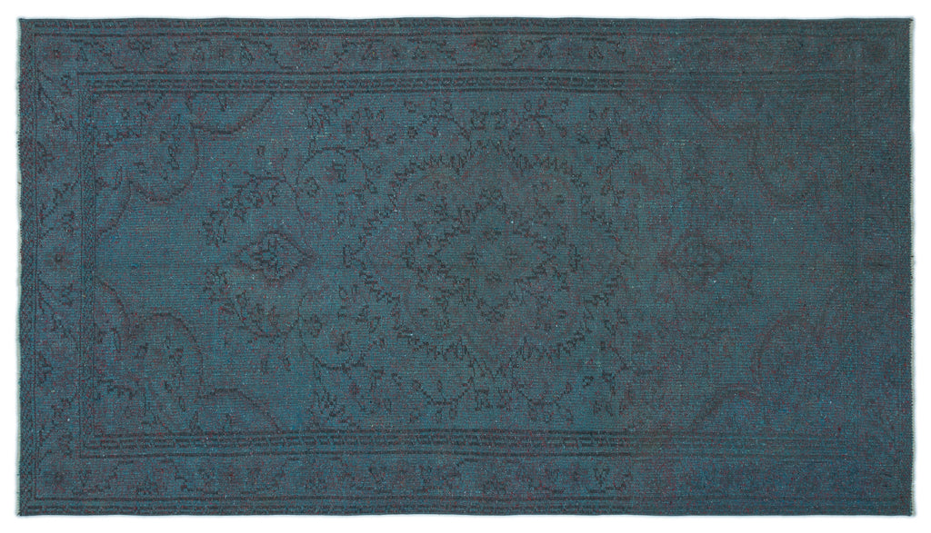 Blue Over Dyed Vintage Rug 4'9'' x 8'10'' ft 146 x 268 cm