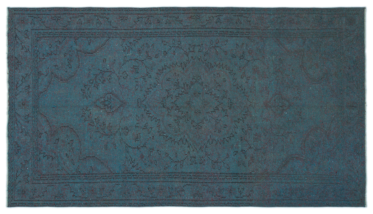 Blue Over Dyed Vintage Rug 4&#39;9&#39;&#39; x 8&#39;10&#39;&#39; ft 146 x 268 cm
