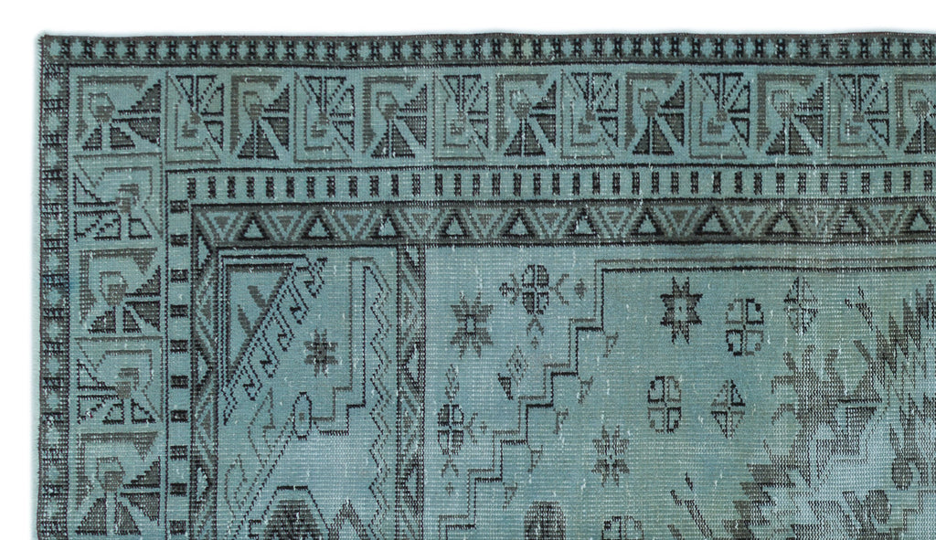 Blue Over Dyed Vintage Rug 5'2'' x 9'1'' ft 157 x 278 cm
