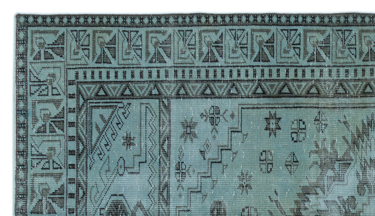 Blue Over Dyed Vintage Rug 5&#39;2&#39;&#39; x 9&#39;1&#39;&#39; ft 157 x 278 cm