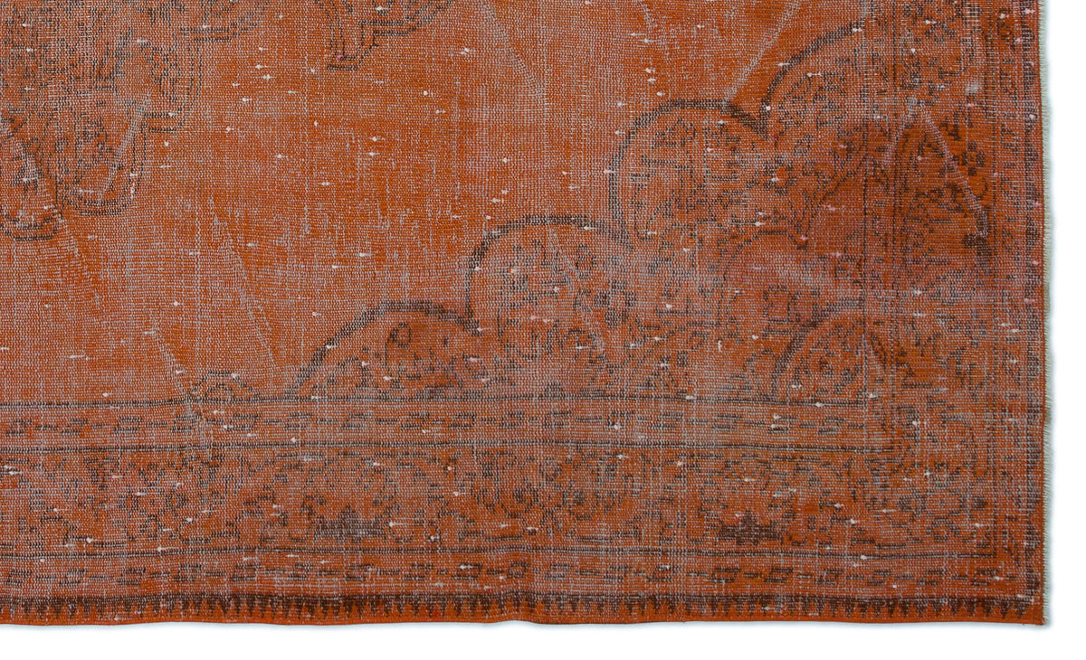 Orange Over Dyed Vintage Rug 5&#39;9&#39;&#39; x 9&#39;9&#39;&#39; ft 176 x 298 cm